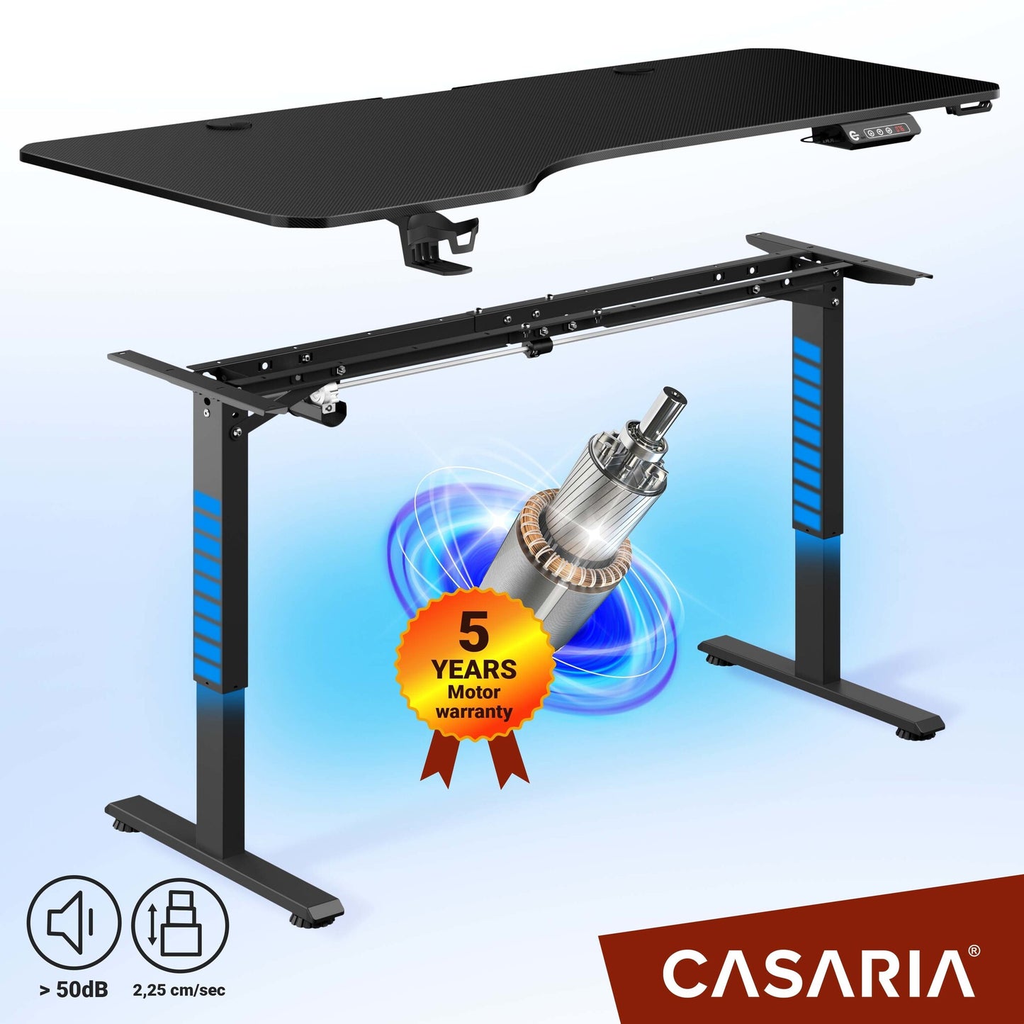 Casaria Zit Sta Bureau – Hoogte Verstelbaar Elektrisch - 160x75cm Zwart