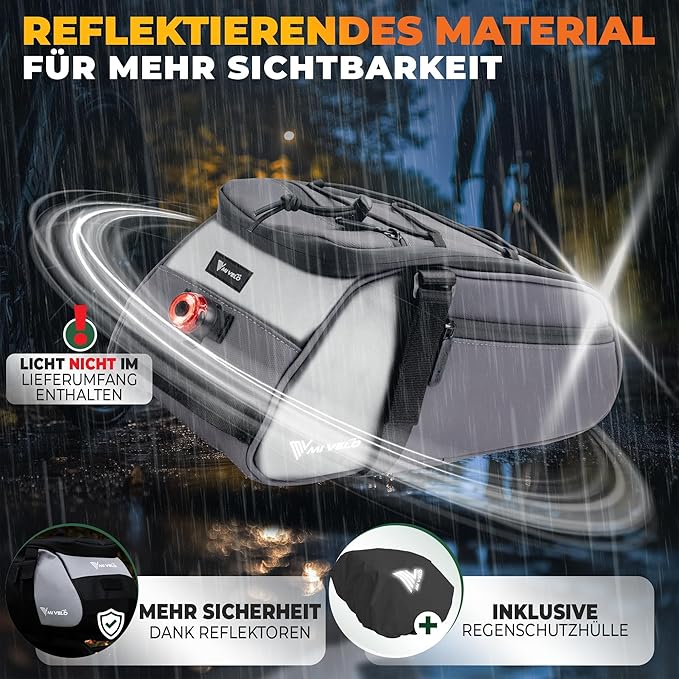 MIVELO - Fietstas – 3-in-1 Rugzak & Schoudertas – Waterdicht & Reflecterend – 9 liter – Donkergrijs
