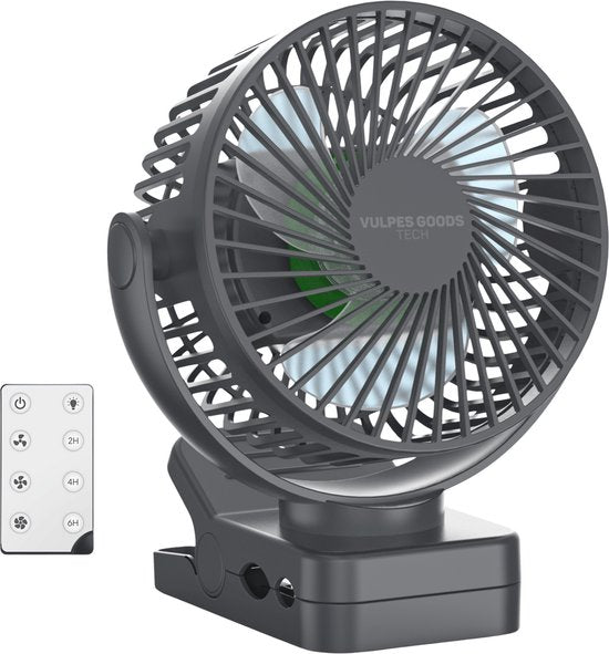 Vulpes Goods® Tech Mini USB Ventilator PRO – Oplaadbaar – Stille Mini Fan & Powerbank – 12000 mAh – Zwart