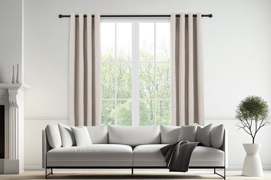 Lifa Living - Beige Luxe Gordijnen - Verduisterend - Polyester - Met 8 Ophangringen - 150 x 260 cm