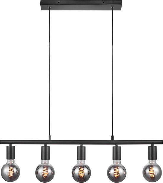 Nordlux - Paco 5-Spot Hanglamp Black - 5 lichtpunten - Zwart - Metaal - 42 x 80 x 11.5 cm