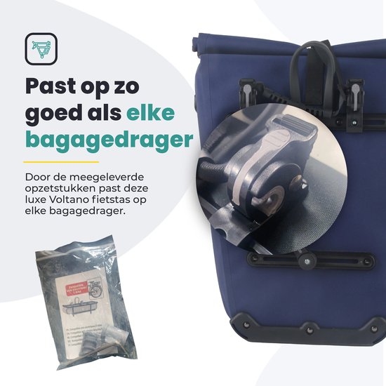 Voltano Luxe E-bike Fietstas 28L – Marine Blauw – Pakaftas Met Laptop vak – 100% Waterdicht - Met Schouderband