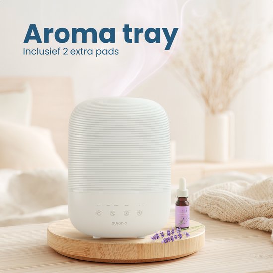 Auronic Luchtbevochtiger - 3L - Geschikt voor Slaapkamer, Babykamer, Kantoor, Woonkamer en Meer - Humidifier - BPA-Vrij - Wit