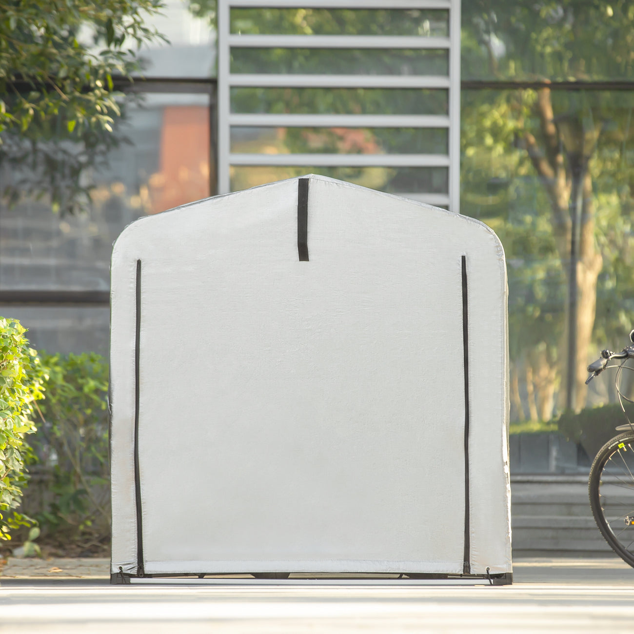 SoBuy Fietsberging KLS11-L - Aluminium Frame - Waterdicht - 159 x 219 x 165 cm - Wit