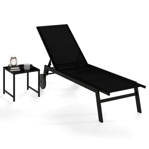 Coast Zonneligbed - 190x59x99 cm - Verstelbaar - Verrijdbaar - Metaal - Zwart