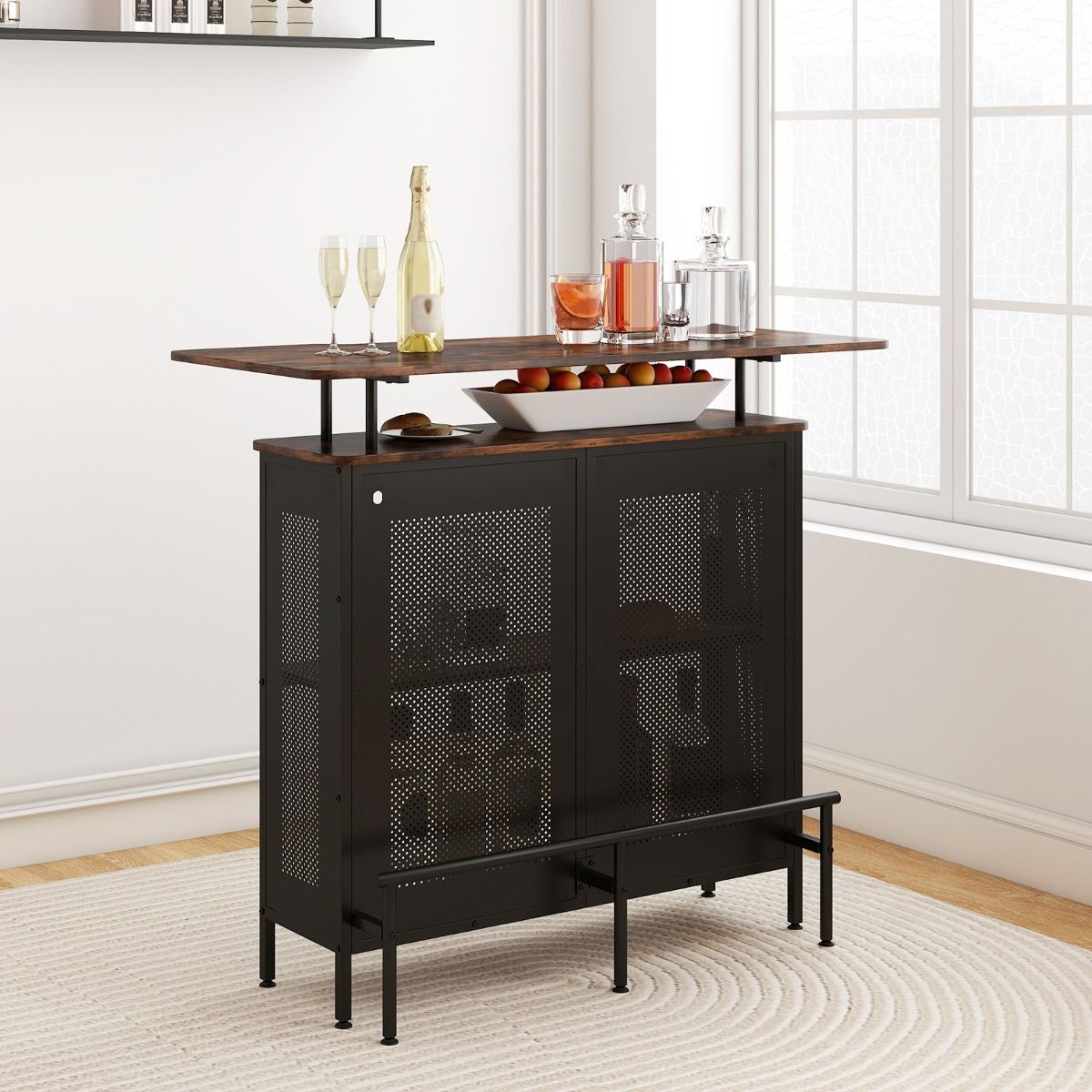 Coast Bartafel met opbergruimte - metalen frame - verstelbare poten - bruin en zwart
