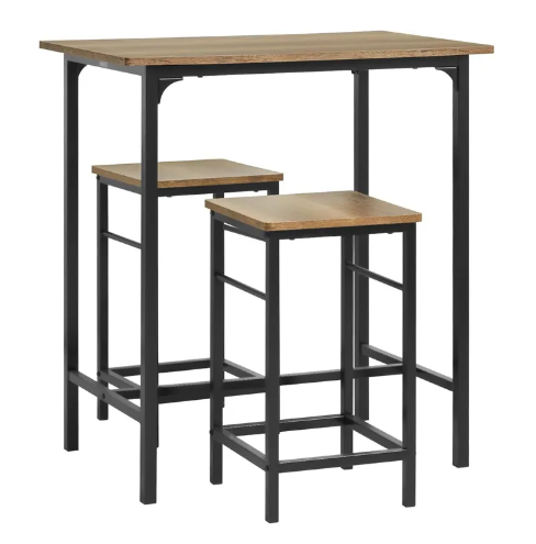 SoBuy Bistrotafel - 3-Delig - Tafel - 2 Stoelen - Bartafelset - Eettafel - OGT10-PF