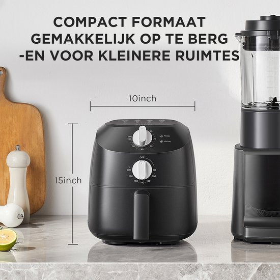 Midea Air fryer MF-TN20D2 - 2L, 1150 W Airfryer, Frituren zonder olie, Heteluchtfriteuses, Automatische uitschakelfunctie, Olievrij, Gemakkelijk schoon te maken, BPA-vrij, Zwart