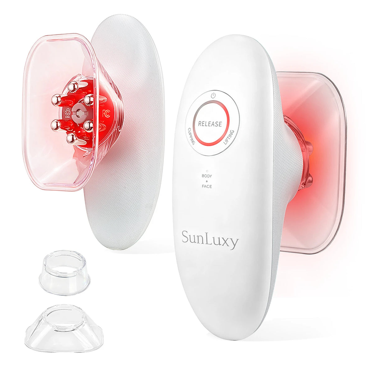 Sunluxy BCE1 Anti-Cellulitis Massageapparaat - EMS + Vacuüm + Rood Licht - 3 Standen voor Lichaam en Gezicht - Oplaadbaar - 19,4 x 17 x 7,8 cm