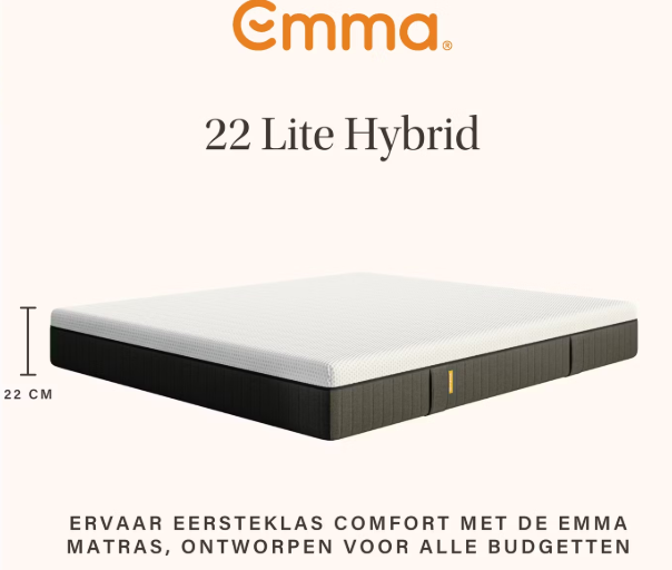 Emma Lite Matras 90x200 cm – Stevig Pocketvering Matras met 7 Zones - Grijs
