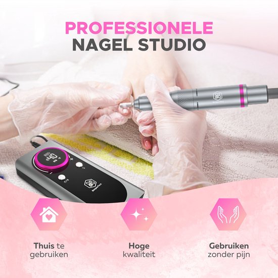 Beeperfect® Elektrische Nagelvijl Pocket Edition - Nagelfrees - Manicure en pedicure set - Draadloos - 6000MaH Accu - Inclusief 26 bitjes 60 schuurrolletjes en 5 accessoires - 40.000RPM