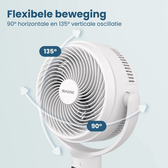 Auronic Statiefventilator - Staande Tafel en Vloerventilator - 9 Standen en Timer - Luchtkoeler - Stil - Met Afstandsbediening en Display - Fan - Wit