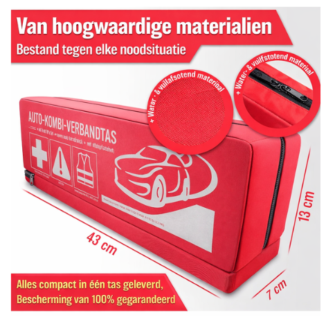 HELDENWERK Auto combitas (3 in 1) volgens de huidige norm 2026 - incl. gevarendriehoek, veiligheidsvest - verbanddoos gevarendriehoek set verbanddoos auto DIN 13164:2022 (conform het Duitse verkeer)