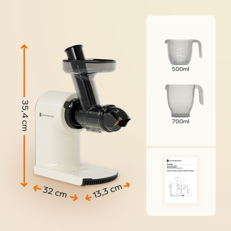 Kitchenbrothers Slowjuicer Compact - 45 mm - 750 ml - Champagne
