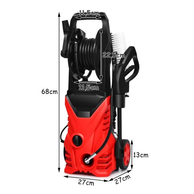 Coast Hogedrukreiniger – 1400W – Met Terrasreiniger – 27 x 27 x 68 cm – Rood