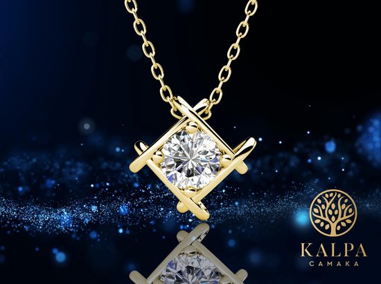 Yolora Dames Ketting met Hanger - Kalpa Camaka Kristal - Goudkleurig - 18K Geelgoud Verguld - Vrouwen Collier Goud - Sieraden - Luxe Giftbox - Geschenkdoos - Cadeau doos - Exclusieve Geschenkverpakking - Mooie Cadeauverpakking