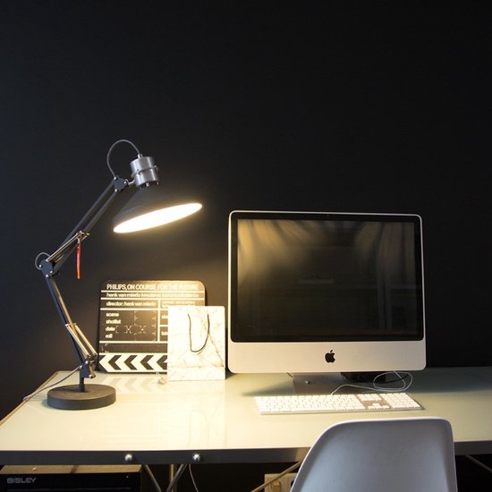 Anne Lighting Zappa - Tafellamp Industrieel - Zwart - H:80cm - Ø:18cm - E27 - Voor Binnen - Metaal - Tafellampen - Bureaulamp - Bureaulampen - Slaapkamer - Woonkamer - Eetkamer
