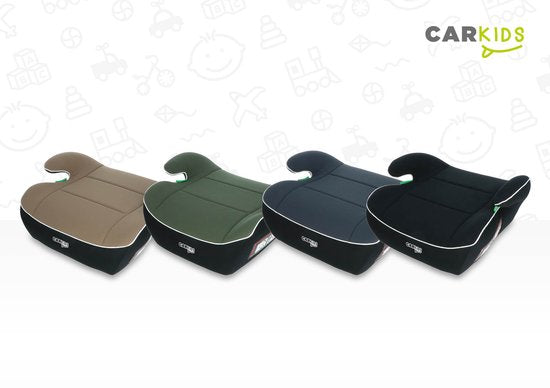 Carkids I-Size Zitverhoger Sam - Voldoet aan I-Size R-129 Norm - Voor Kinderen van 125-150cm – Afneembare & wasbare hoes - Flexibele installatie – Groen/Zwart
