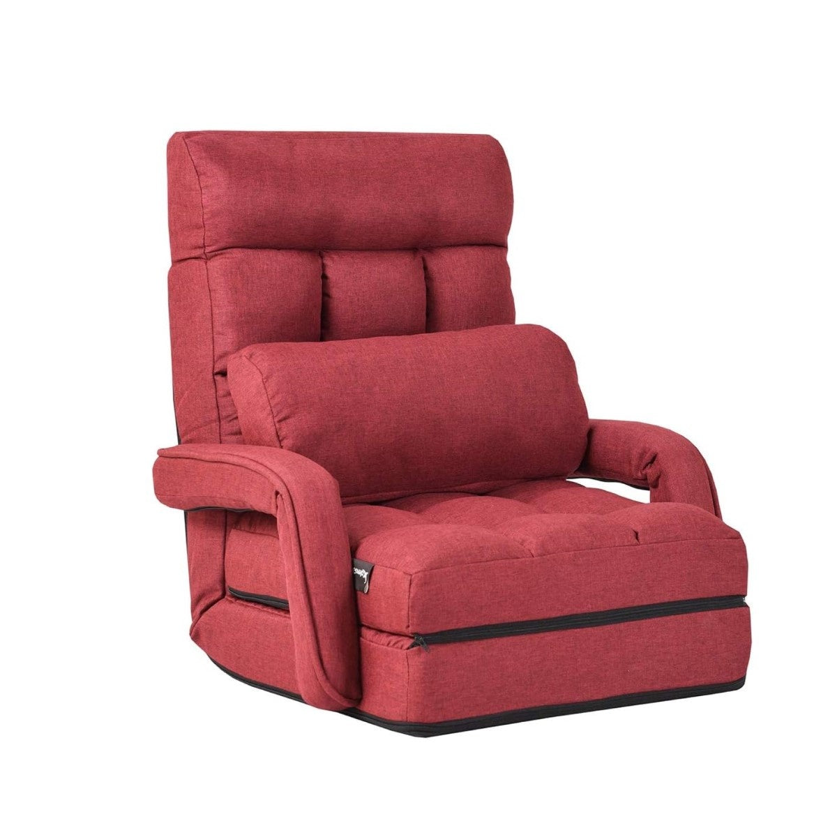 Coast Vloerstoel Rood – 62 x 35 x 70 cm – Verstelbare Opvouwbare Relaxstoel met Kussen