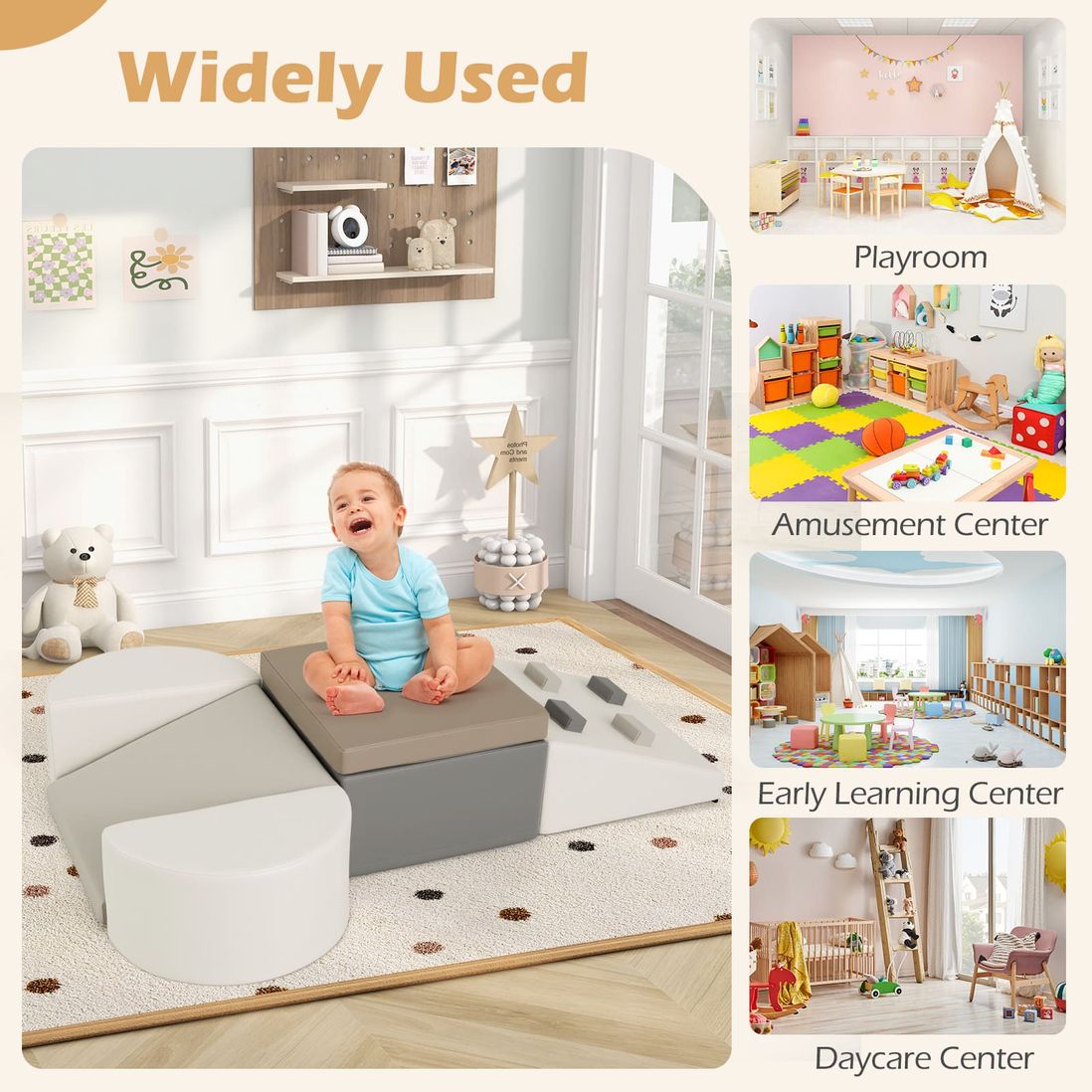 Coast 6-delig Foam Klimspeelgoed – 40×20×40 cm – Wit PU-leer