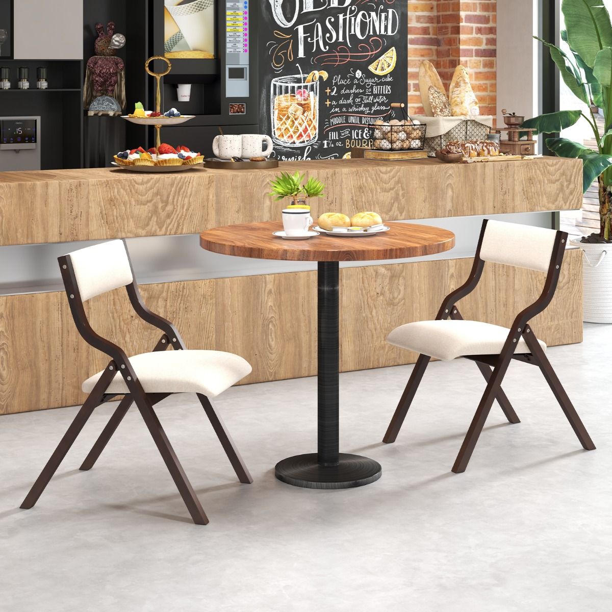 Coast Eetkamerstoelen Set van 2 - Opvouwbaar - Massief Houten Frame - Koffie en Beige