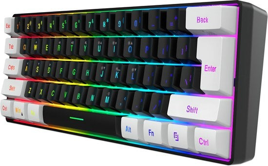 HXSJ V700 RGB Compact Gaming Toetsenbord Qwerty 61 toetsen met achtergrondverlichting Zwart/Wit