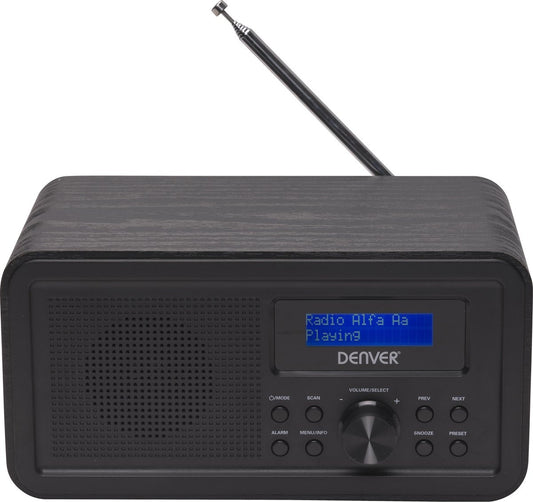 Denver DAB Radio - Retro Radio - FM Radio - Keukenradio - Draagbare radio - Batterijen & Netstroom - DAB30 - Zwart