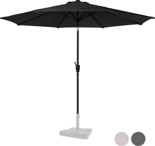 VONROC Premium Stokparasol Recanati Ø300cm – Incl. beschermhoes - Ronde parasol - Kantelbaar – UV werend doek - Zwart