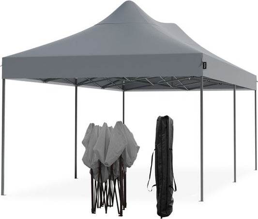 LifeGoods Partytent - Opvouwbaar - 3x6 m - Easy Up - Paviljoen - Waterdicht - Draagtas met Wieltjes - Donkergrijs