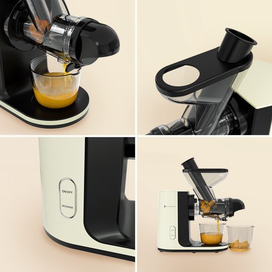 KitchenBrothers Slowjuicer - Juicer - Groenten en Fruitpers - 43 mm en 60 mm invoer - 400 ml - Champagne