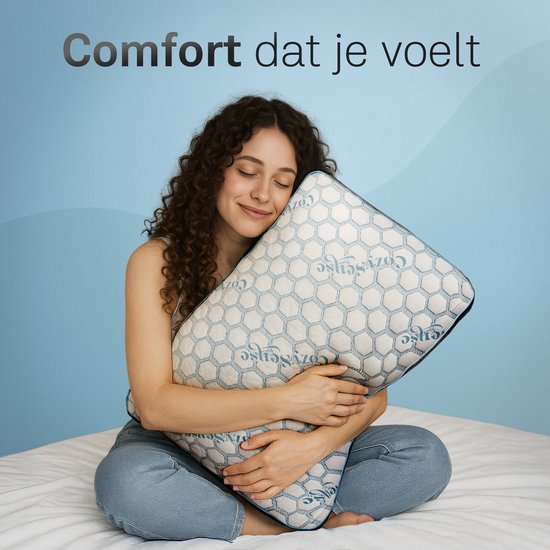 CozySense® PolarGel Hoofdkussen - Kussen tegen Nekklachten - Slaapkussen - Pillow - Coolgel Pad - Vulbaar Traagschuim - Zijslaper, Rug-, & Buikslaper