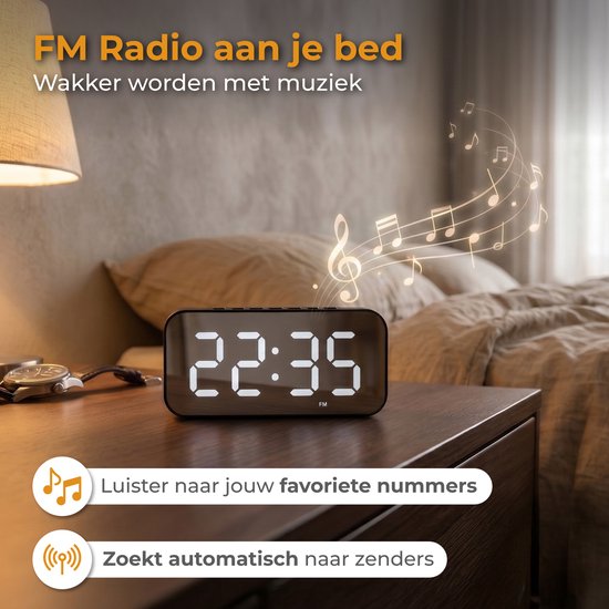 Nuvance Wekkerradio - Digitale Wekker Slaapkamer - Radiowekker - 2 Alarmen - Dimfunctie - Wekkers Digitaal - Klokradio met Wekker