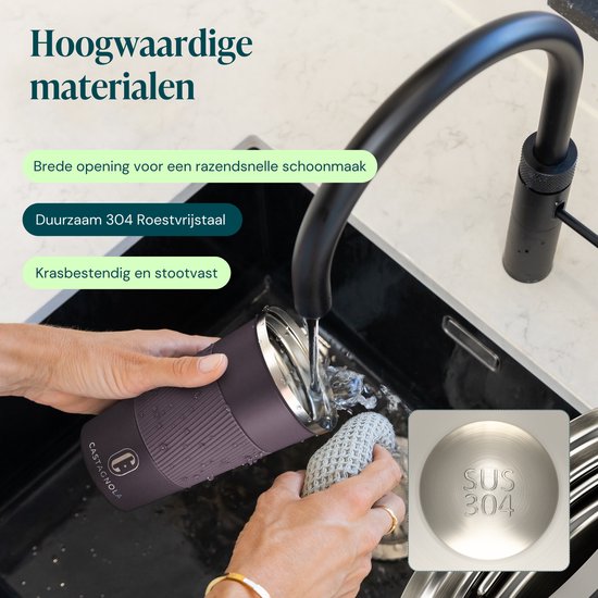 Castagnola Thermosbeker - Koffiebeker To Go - Travel Mug voor Koffie en Thee - Theebeker - 510 ML - RVS - Bruin