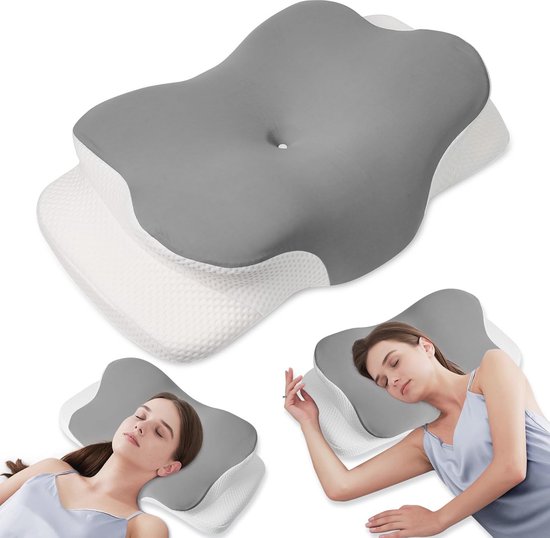 MULISOFT Traagschuimkussen, comfortabel kussen, ondersteunend nekkussen, ergonomisch zijslaapkussen (wit)