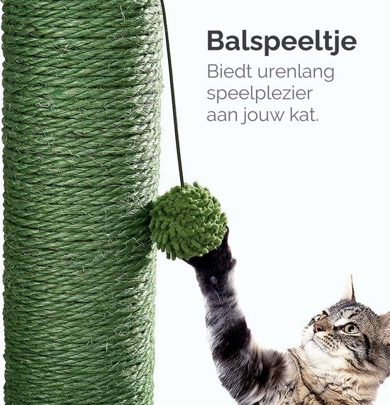 Gopets Krabpaal Katten - Cactus Krabpaal met Touw - Krabplank modern design - Krabmeubel met Speeltje - 65cm