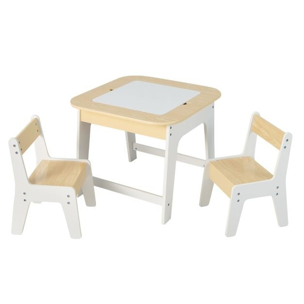 Coast kindertafel met 2 stoelen 3 TLG kinderstoelgroep hout met dubbelzijdige tafel top