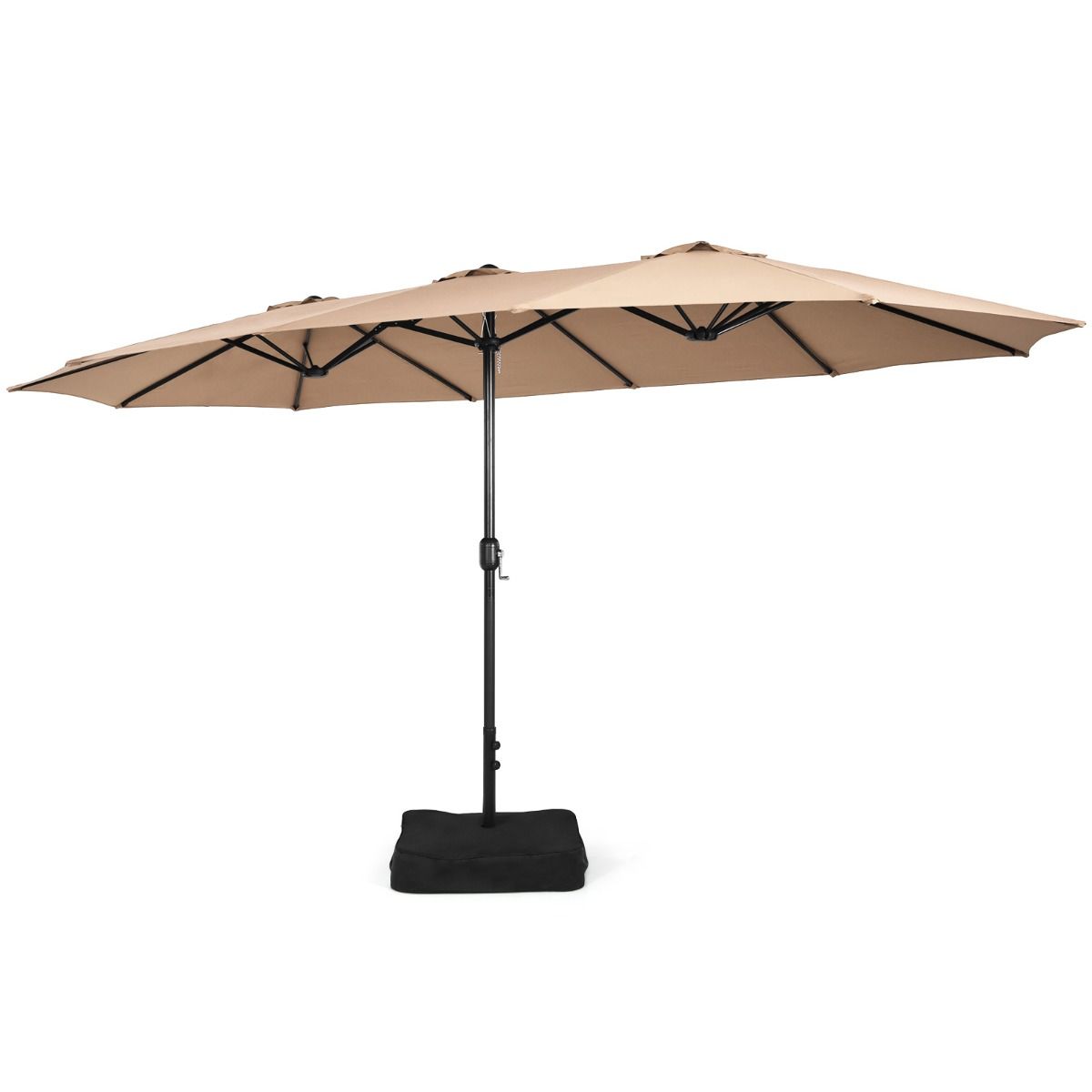 Coast 451,5 x 264 cm Dubbele Terrasparasol met Standaard – Bruin XXL Schaduwparasol voor Tuin, Terras en Zwembad