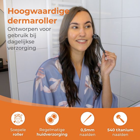 Nuvance Dermaroller - 540 Micro Naalden van 0,5 mm - Incl. eBook - Baardroller voor Haargroei - Steriel Verpakt