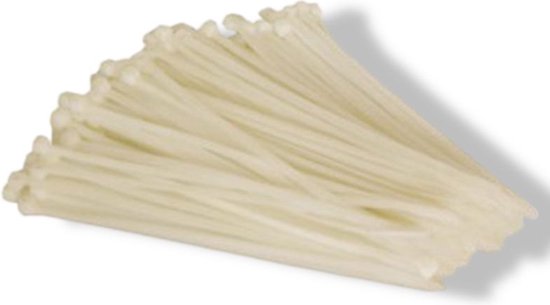 Perel Set nylon kabelbinders 4.6x200mm - Wit, UV-bestendig, 100 st.