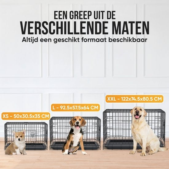 Avalo Hondenbench XXL - Opvouwbare Kooi - 2 Deuren - 122x74x80 CM