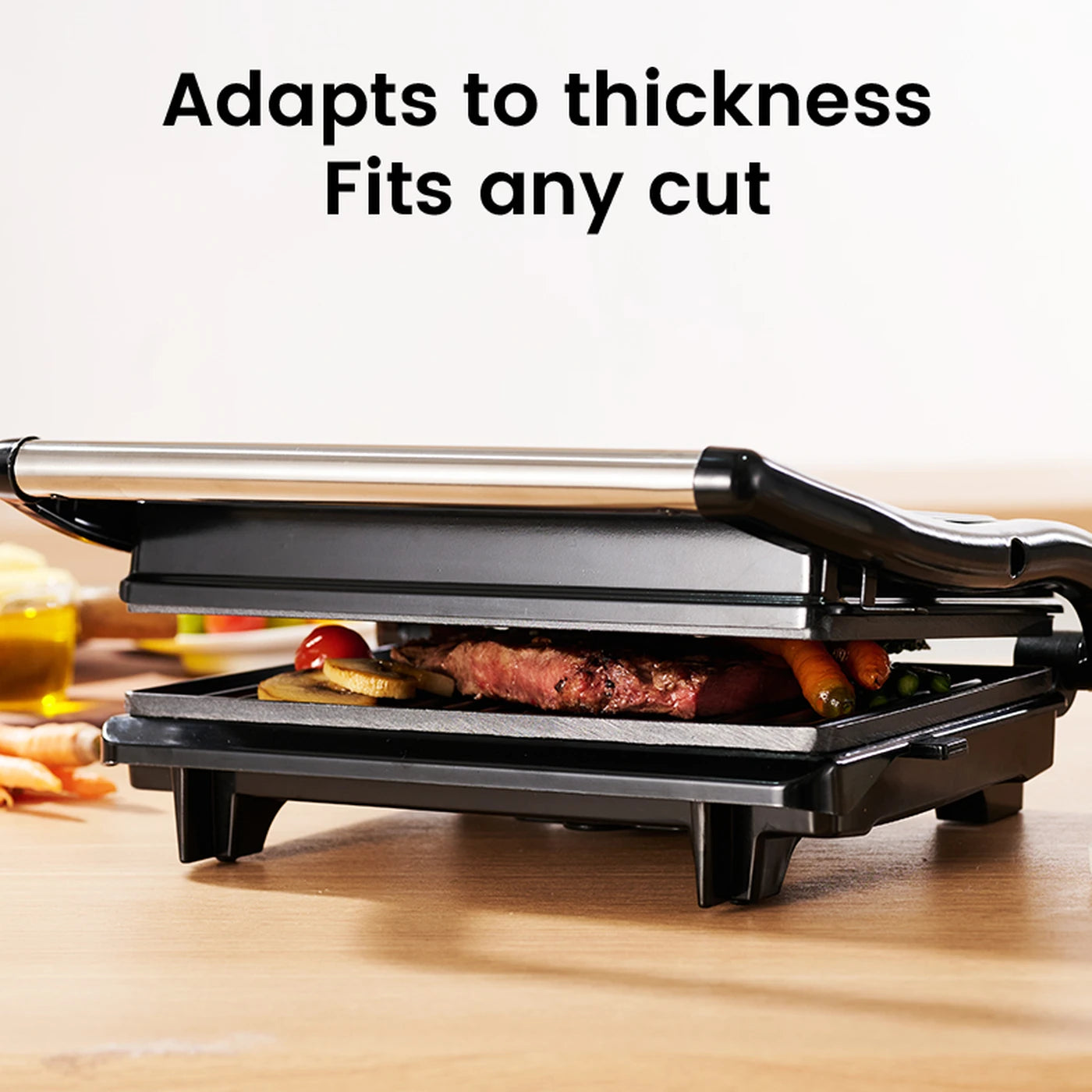 Ochama Contactgrill 800 W - Tosti- en Paninigrill - Antiaanbaklaag - Dubbelzijdige Verwarming - Bakplaten 22,5 x 14 cm