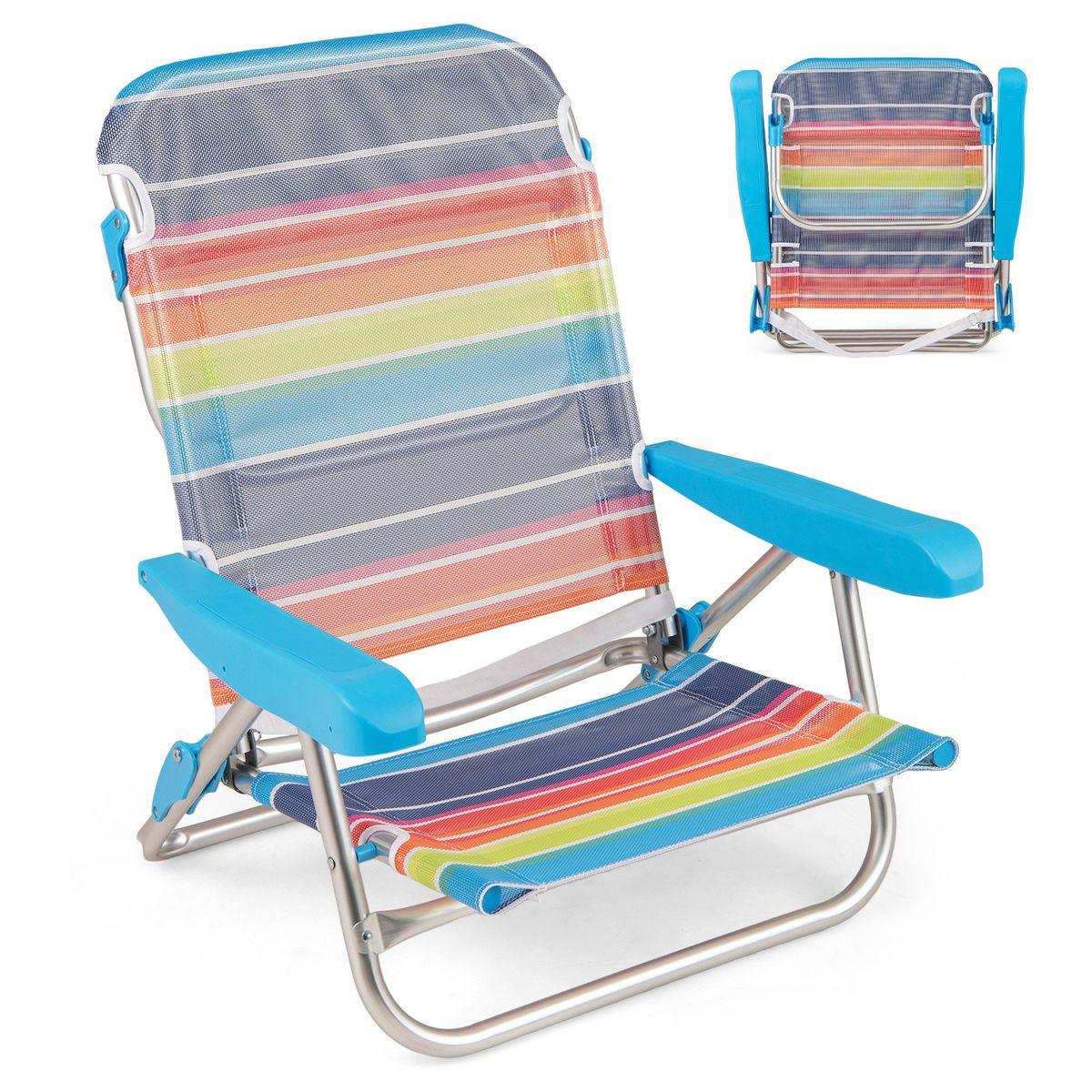 Coast Opvouwbare Strandstoelen Set van 2 - Verstelbare Rugleuning - Lichtgewicht Campingstoelen - 64 x 63 x 74 cm