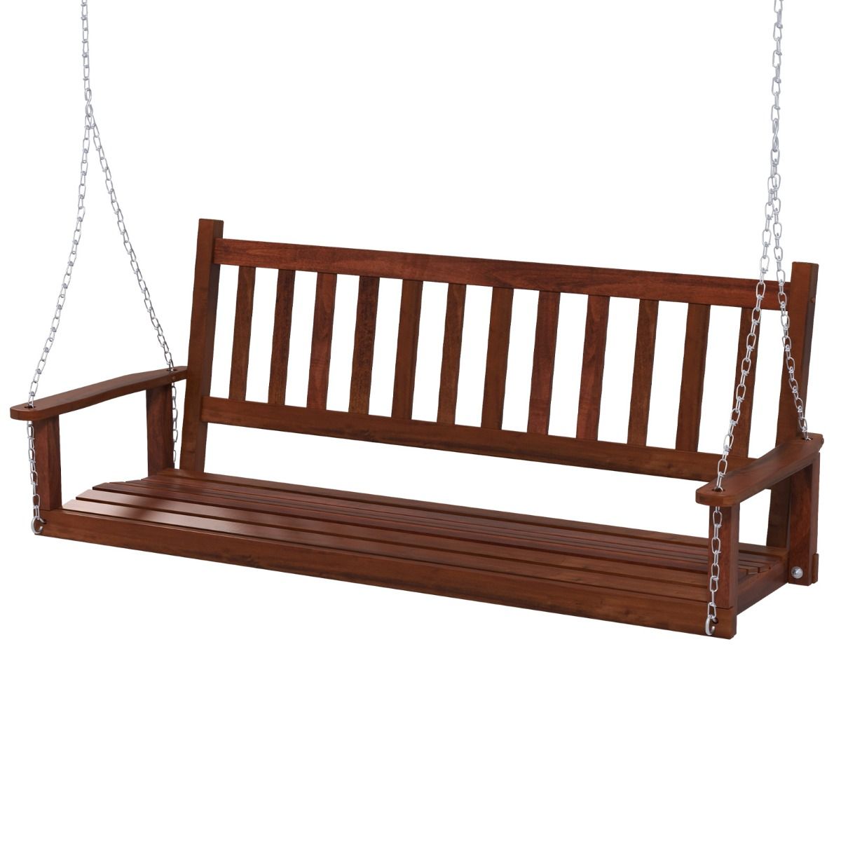 Coast Houten Buitenschommelbank - 3-zits - Verstelbare kettingen - Bruin 168 x 65 x 63 cm