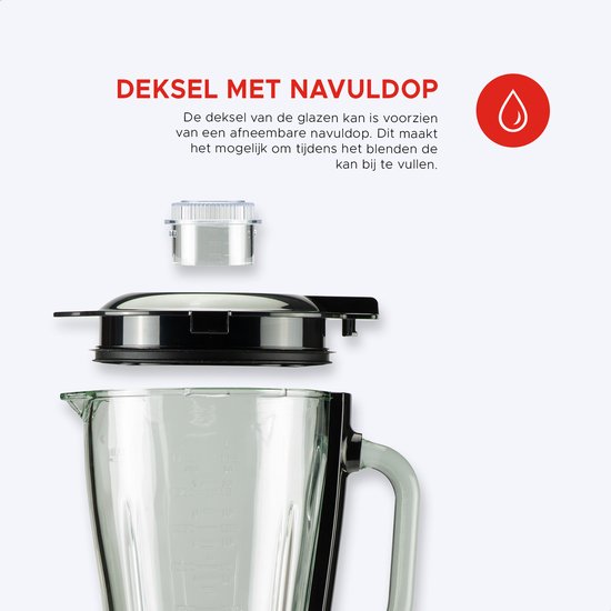 Bourgini PowerBlender - 1.75L - Blender to go met 700ml beker - Blender smoothie en ijscrusher - 1000 Watt - Zwart