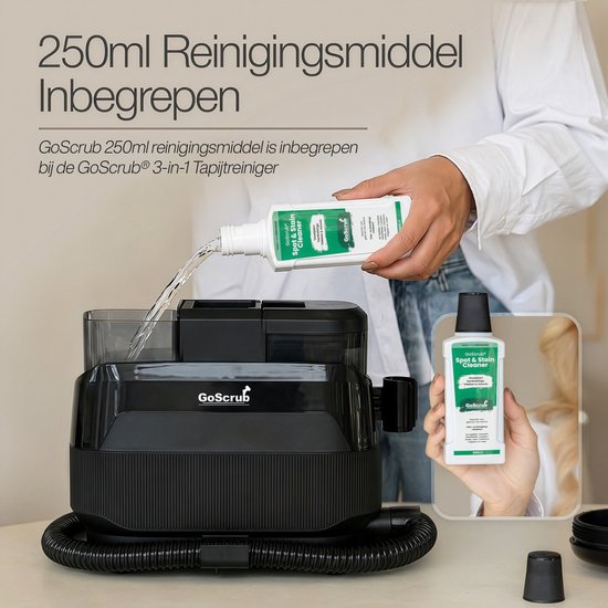 GoScrub® 3-in-1 Tapijtreiniger PRO met Vloermop - Stoomreiniger en Vlekkenreiniger Bank & Tapijt – 100° Stoom – Bankreiniger – Meubelreiniger - Zetelreiniger