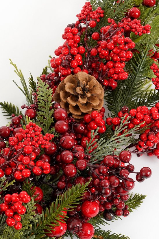 Mica Decorations Randell Druppelvormige Kerstslinger - L110 x B18 x H10 cm - Rood