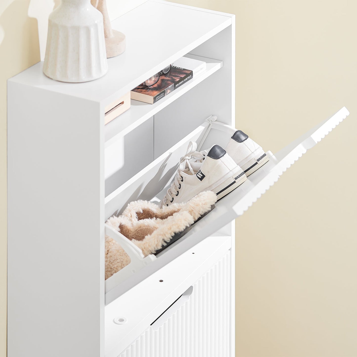 sobuy schoenenkast - 50 × 19 × 100 cm - wit – ultradun & flexibel te monteren