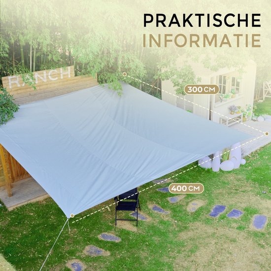 O'DADDY® Schaduwdoek 4x3m Rechthoek - Zonnezeil - Schaduwnet - Luifel Met Bevestiging Materiaal - Waterbestendig - UV30 Zonwering - Donkergrijs