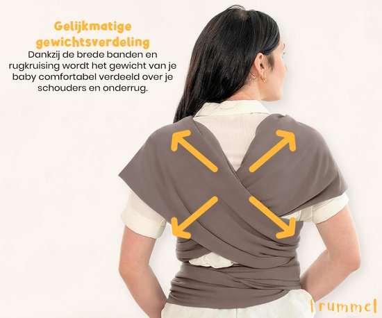 Frummel Baby Draagdoek Taupe - Draagzak - Baby Wrap - Baby carrier - Draagdoek baby - Baby 0-36 maanden - Newborn