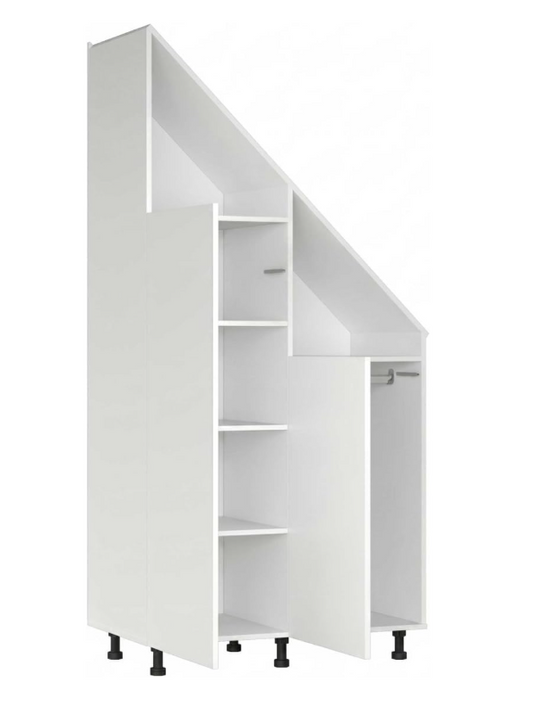 VDD Kledingkast voor Schuine Wand - 182 x 47 x 91 cm - Wit - Schuifdeuren - 2 Planken - Kledingstang